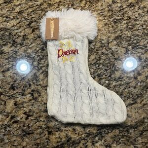 NEW American Girl‎ Christmas Stocking Cream Cable Knit Faux Fur Dream Snowflake